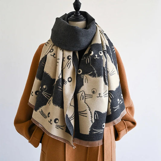 Women's Winter Scarf – Warm Animal Print Shawl Wrap