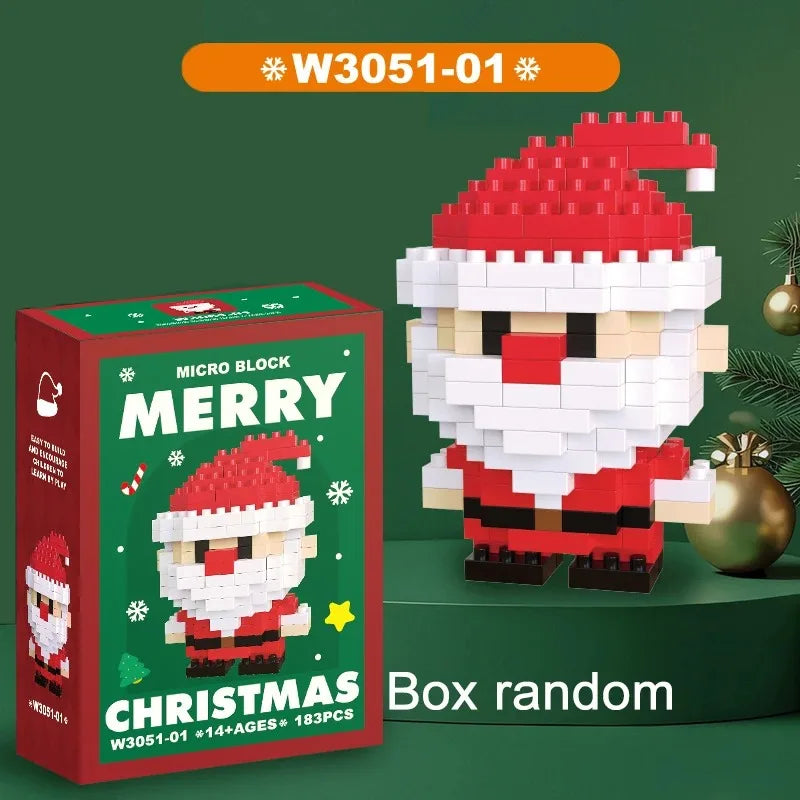 Christmas Building Blocks Set – Santa & Reindeer Micro Bricks