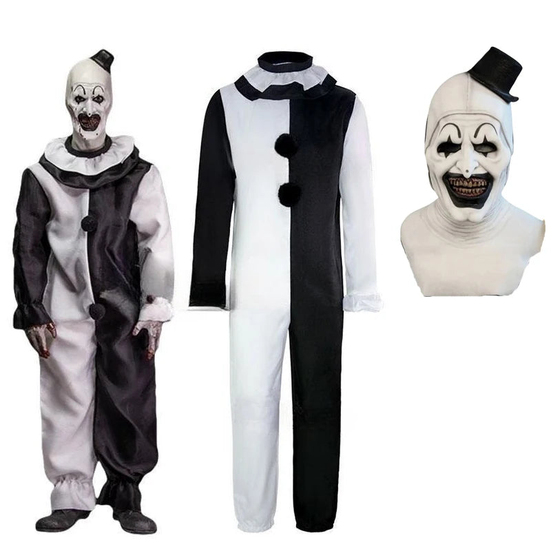 Clown Cosplay Costume – Adult Halloween Jumpsuit with Mask Options