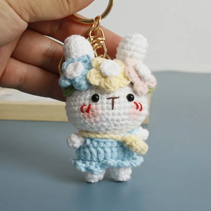 Rabbit Keychain Cute Crochet Animal Keyring for Bags and Gifts
