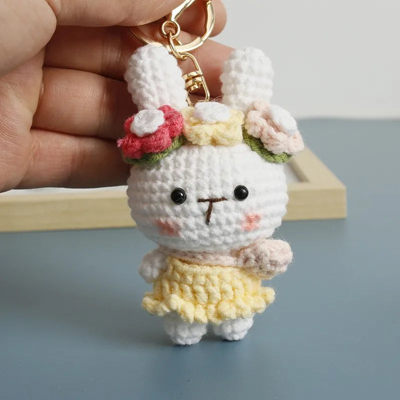 Rabbit Keychain Cute Crochet Animal Keyring for Bags and Gifts