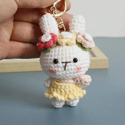 Rabbit Keychain Cute Crochet Animal Keyring for Bags and Gifts