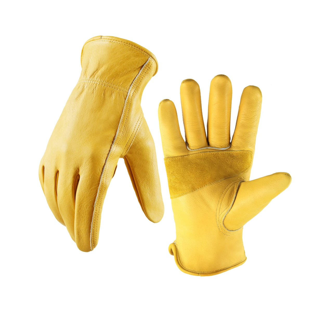 Leather Work Gloves Cowhide Stretch Wrist Safety Gloves