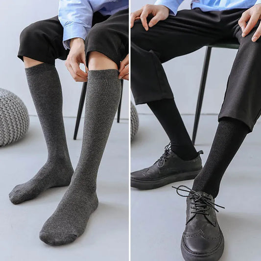 Men's Knee High Socks Cotton Dress Socks Business Formal