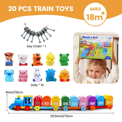 Montessori Farm Train Toy for Counting, Matching and Fine Motor Skills