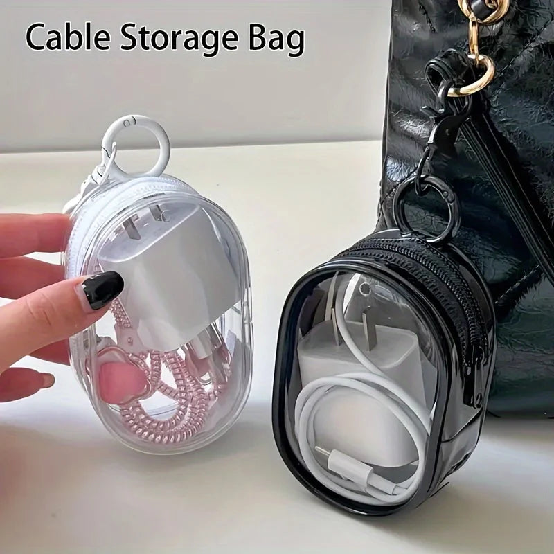 Mini Zipper Storage Bag – Clear Organizer for Earphones & Chargers