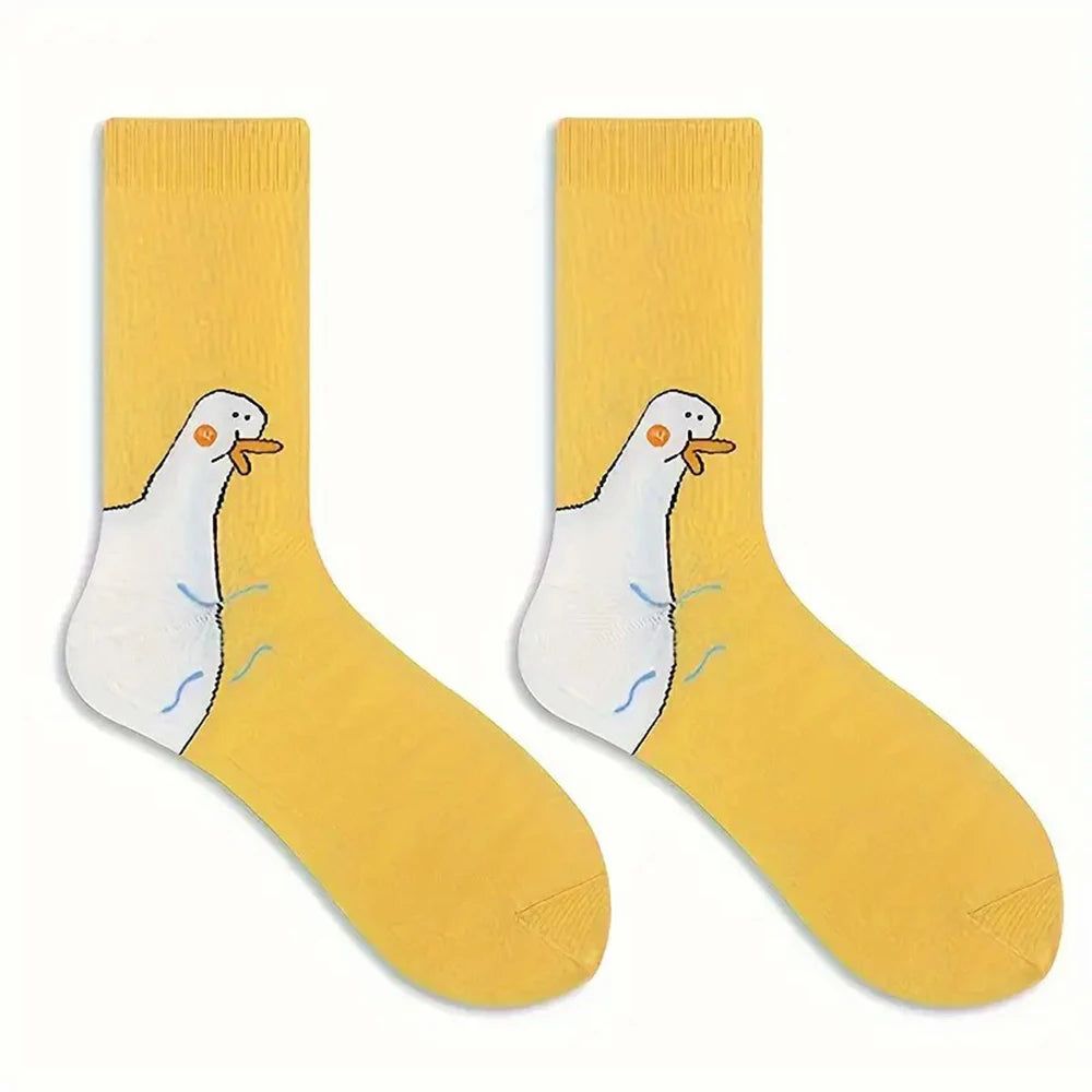 Women's Cartoon Socks, Cute Funny Goose Casual Socks