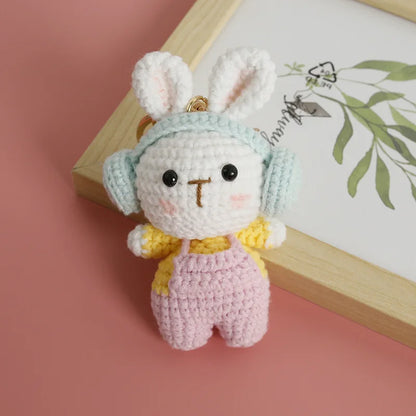 Rabbit Keychain Cute Crochet Animal Keyring for Bags and Gifts
