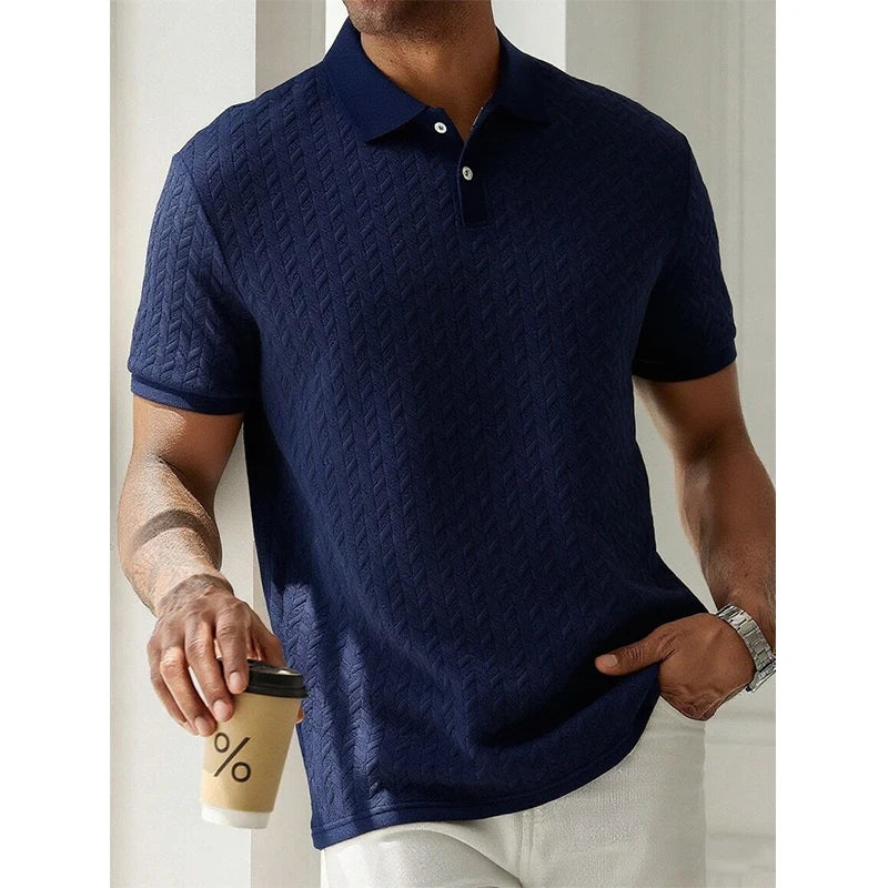 Men's Polo Shirt Short Sleeve Breathable Solid Color Casual Top