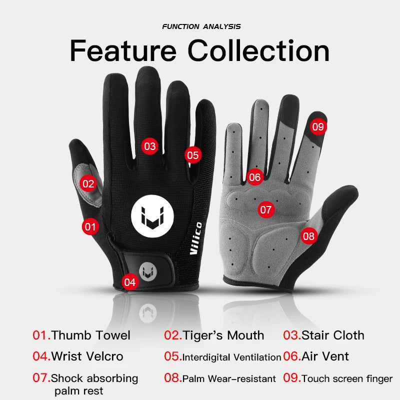 Cycling Gloves Full Finger Touchscreen MTB Road Bike Gloves
