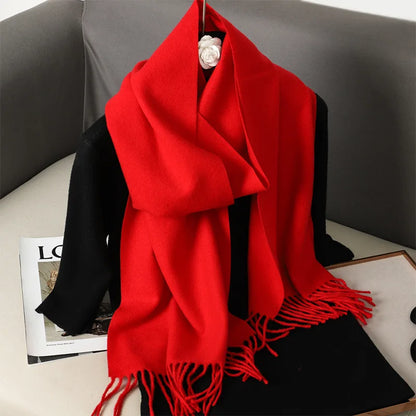 Women's Winter Scarf Warm Long Pashmina Shawl with Tassels