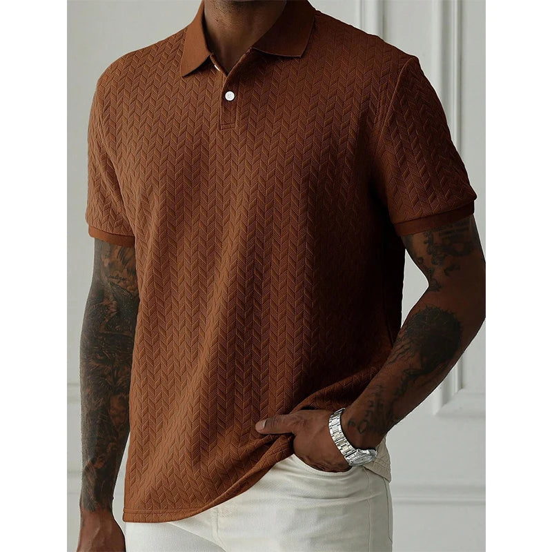 Men's Polo Shirt Short Sleeve Breathable Solid Color Casual Top