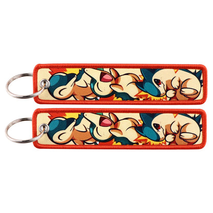 Embroidered Keychain Double-Sided Key Fob for Car & Motorcycle