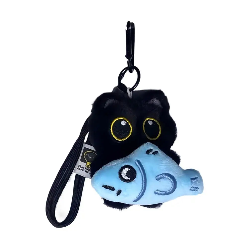 Black Cat Plush Keychain 10cm Cute Bag Charm Pendant