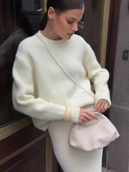 Women's Knit Sweater Oversized O-Neck Warm Winter Pullover