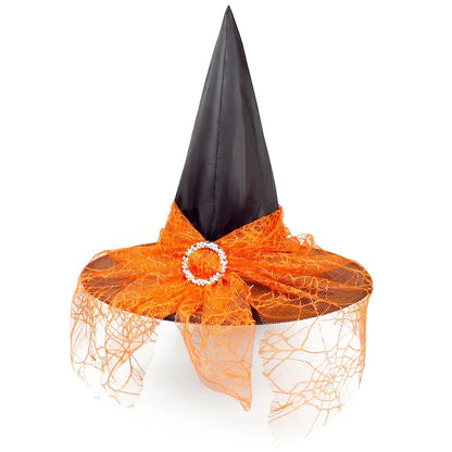 Halloween Witch Hat Gauze Costume Headwear for Adults & Children