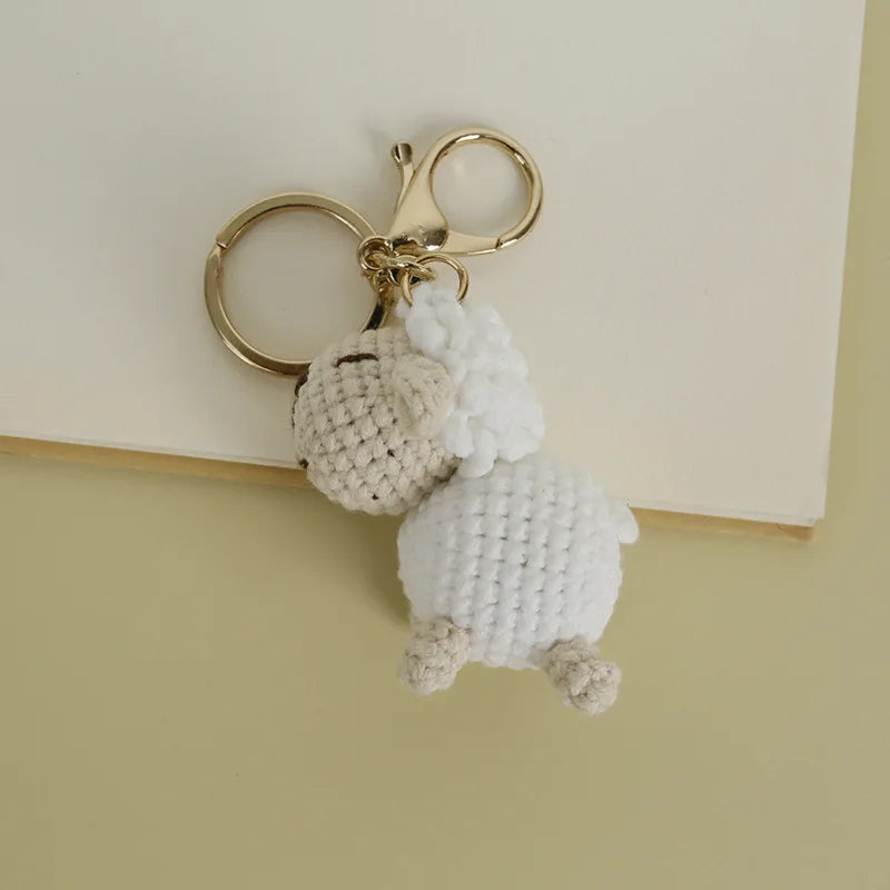 Sheep Keychain Cute Crochet Animal Keyring for Bags and Keys